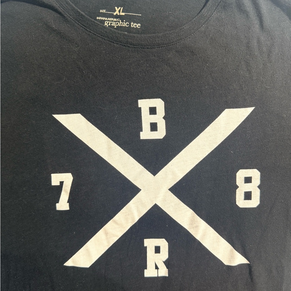 Banana Republic BR 78 Graphic T Shirt XL Black Cross Logo Crewneck Casual Tee - Picture 3 of 7